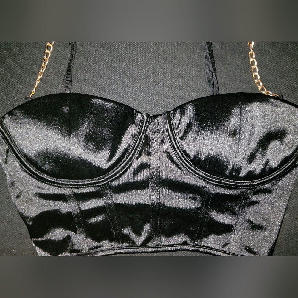 Black Satin Princie Bustier Top
